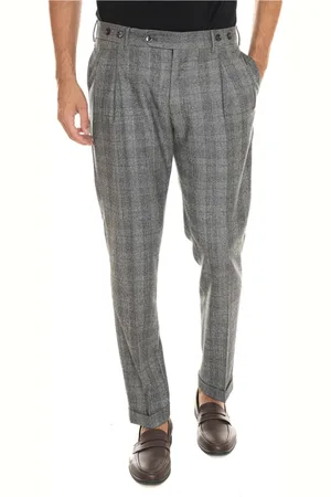 Berwich Suit Trousers, male, , Size: 2XL Classical Glencheck Trousers with Rolled Cuffs