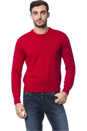 BILLIONAIRE Round-neck Knitwear, male, , Size: XL Merino Wool Crewneck Sweater with Embroidery