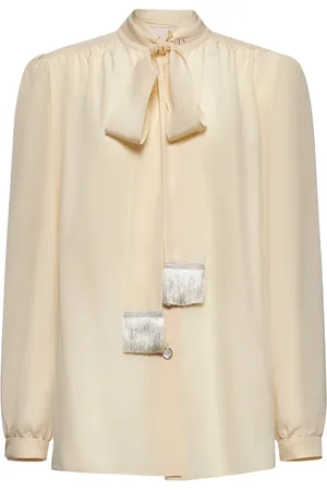 VALENTINO Shirts, female, , Size: M Silk Ivory Blouse with Scarf