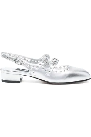 Carel Pumps, female, , Size: 11 US Silver Buckle Leather Pumps