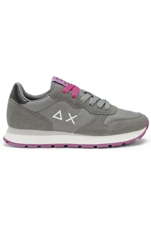 sun68 Sneakers, female, , Size: 9 US Grey Suede Sneakers with Logo Detail