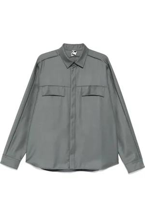 GR10K Light Jackets, male, , Size: S Grey Wool Flannel Overshirt