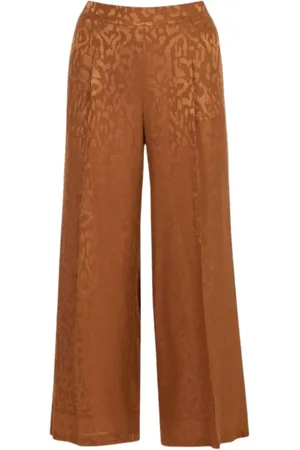 Carolina Herrera Wide Trousers, female, , Size: S Silk Jacquard Straight Leg Pants