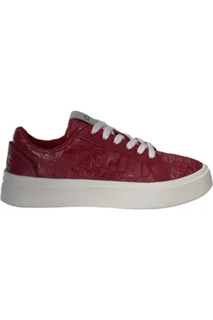 GCDS Sneakers, female, , Size: 15 US Bordeaux Monogram Sneaker with Logo