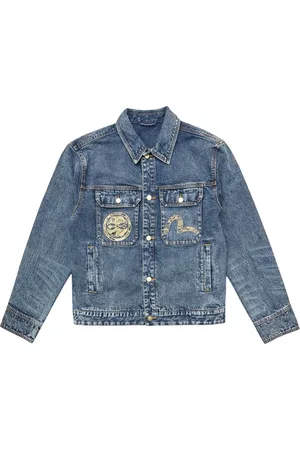 Evisu Denim Jackets, male, , Size: L Brocade Appliqué Carp Embroidery Denim Jacket