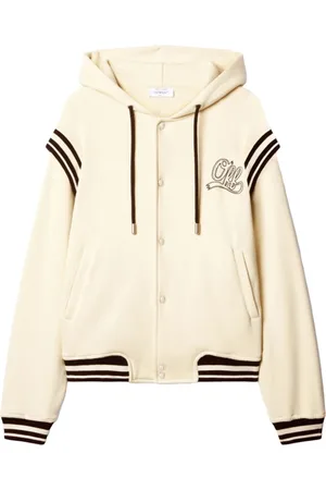 OFF-WHITE Hoodies, male, , Size: L Varsity Hoodie Cream Striped Logo