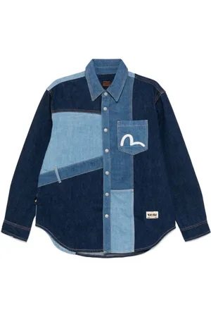 Evisu Denim Shirts, male, , Size: M Indigo Denim Jacket Regular Fit