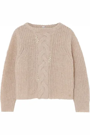 gustav Round-neck Knitwear, female, , Size: XL Cable Knit Sweater with Beads