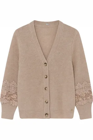gustav Cardigans, female, , Size: XS Lace Knit Cardigan with Embroidered Details