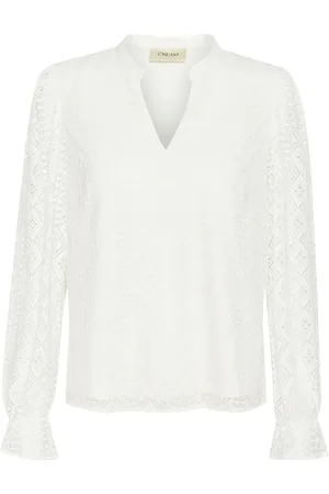 Cream Blouses, female, , Size: 2XL Elegant Lace Blouse Snow