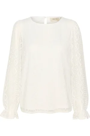 Cream Blouses, female, , Size: XL Elegant Snow Embroidered Blouse