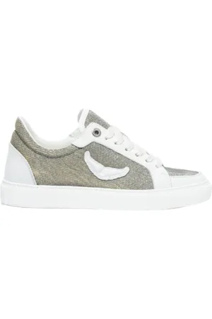Zadig & Voltaire Sneakers, female, , Size: 6 US Silver Sparkle Wing Sneakers