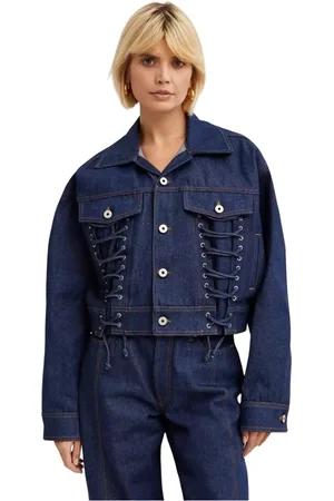 Jean Paul Gaultier Denim Jackets, female, , Size: S Navy Denim Lace-Up Jacket
