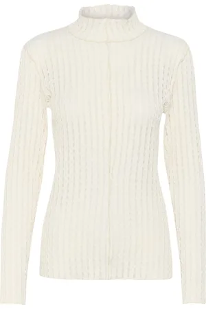 Karen by Simonsen Turtlenecks, female, , Size: XL Egret Slim-fit Blouse with High Neck