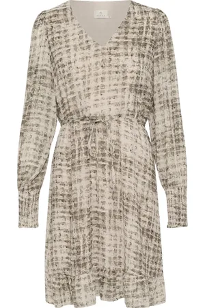 Kaffe Short Dresses, female, , Size: L Grey Texture Check Dress