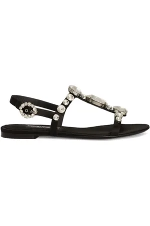 Dolce & Gabbana Flat Sandals, female, , Size: 10 US Crystal Embellished Sandals