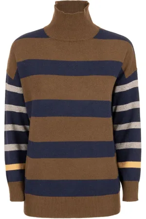 KANGRA CASHMERE Turtlenecks, female, , Size: M Striped Wool and Cashmere Sweater