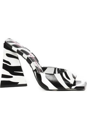 The Attico Heeled Mules, female, , Size: 7 1/2 US Zebra Print Pyramid Heel Sandals