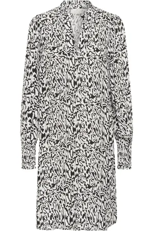 Kaffe Midi Dresses, female, , Size: L Graphic Lines Dress with Smock Cuffs