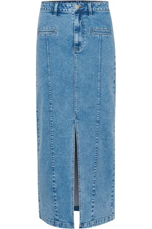 Kaffe Denim Skirts, female, , Size: XL Denim Skirt with High Waist and Front Slit