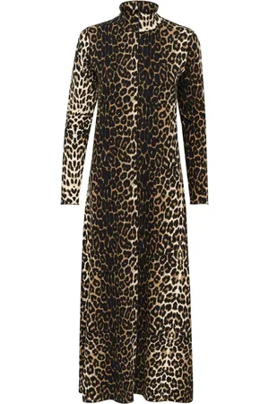Karen by Simonsen Maxi Dresses, female, , Size: M Leopard Print Dress with Long Sleeves