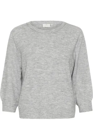 Kaffe Round-neck Knitwear, female, , Size: XL Grey Melange Pullover Sweater