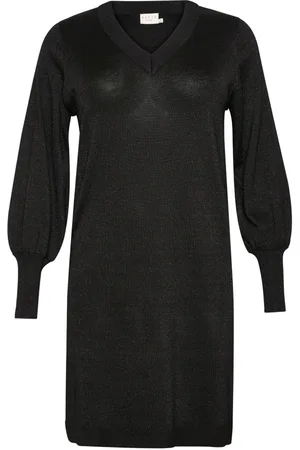 Kaffe Knitted Dresses, female, , Size: S Metallic Knit Dress with Puff Sleeves