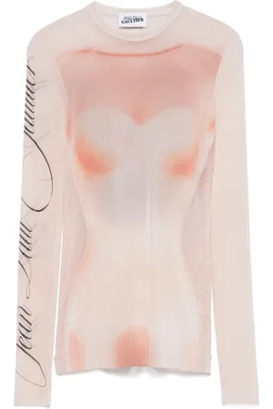 Jean Paul Gaultier Long Sleeve Tops, female, , Size: S Blush Pink Crew Neck Sweater