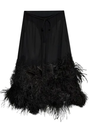 The Attico Midi Skirts, female, , Size: XS Skirt with Ostrich Feathers