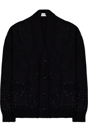LANEUS Cardigans, male, , Size: XL Crystal Hotfix Cardigan with Pockets