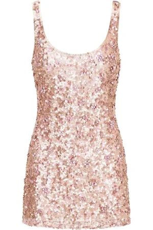 LOVESHACKFANCY Short Dresses, female, , Size: S Sequined Mini Dress with Floral Detail