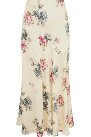 LOVESHACKFANCY Maxi Skirts, female, , Size: L Floral Silk Maxi Skirt