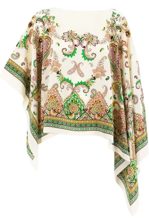 Etro Capes, female, , Size: ONE SIZE Silk Paisley Print Asymmetrical Poncho