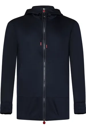 Kiton Zip-throughs, male, , Size: S Navy Hooded Cotton Jacket