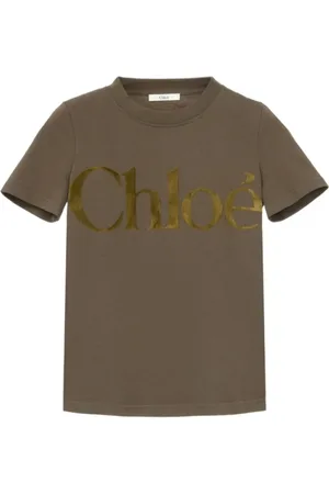 Chloé T-Shirts, female, , Size: M Logo Print Olive T-Shirt