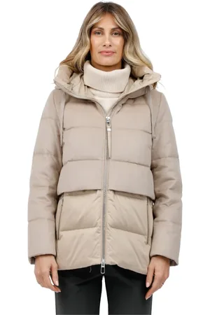 Duno Parkas, female, , Size: L Short Wool and Satin Parka with Adjustable Hood