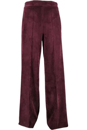 D.EXTERIOR Wide Trousers, female, , Size: L Bordeaux Velvet Wide Leg Trousers
