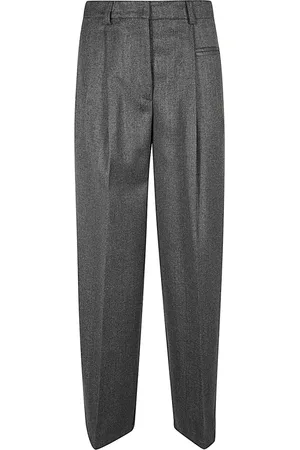 Mauro Grifoni Straight Trousers, female, , Size: S Wide Grey Wool Pants