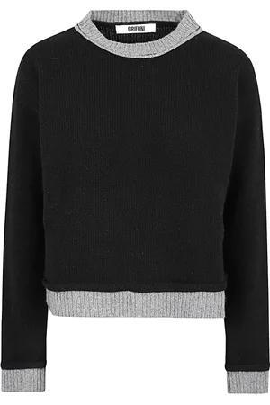 Mauro Grifoni Round-neck Knitwear, female, , Size: 2XS Bicolor Wool Crewneck Sweater