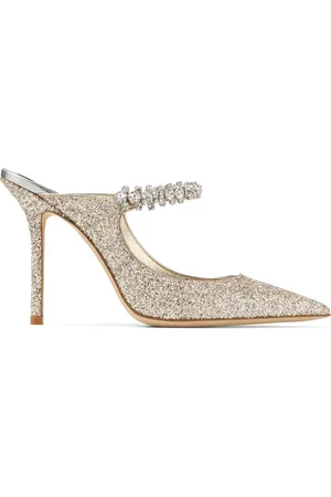 Jimmy Choo Heeled Mules, female, , Size: 8 US Crystal Strap Silver Sandals