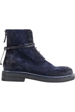 MARSÈLL Lace-up Boots, female, , Size: 10 US Navy Lace-Up Suede Boots
