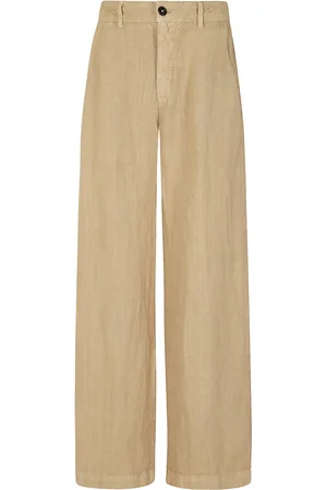 MASSIMO ALBA Wide Trousers, female, , Size: 2XS Linen Sand Pants with Zipper