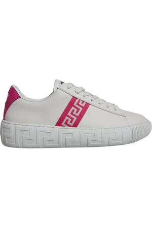 VERSACE Sneakers, male, , Size: 9 US Pink Leather Sneakers with Logo
