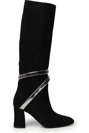 RENE CAOVILLA Heeled Boots, female, , Size: 8 US Suede Knee-High Boots with Serpent Hardware
