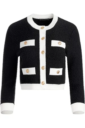 ALICE+OLIVIA Cardigans, female, , Size: L Cropped Jacket with Faux Pockets