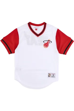 Mitchell & Ness T-Shirts, male, , Size: S Miami Heat NBA Mesh V-Neck Jersey