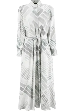 Kiton Shirt Dresses, female, , Size: S Silk Printed Mandarin Collar Dress