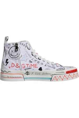 Dolce & Gabbana Sneakers, male, , Size: 14 US Graffiti Print High Top Sneakers