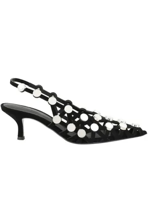 The Attico Pumps, female, , Size: 7 US Mesh Kitten Heel Leather Pumps