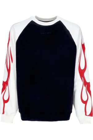 Vision Of Super Sweatshirts, male, , Size: M Flames Lightweight Crewneck Sweatshirt Black/Red